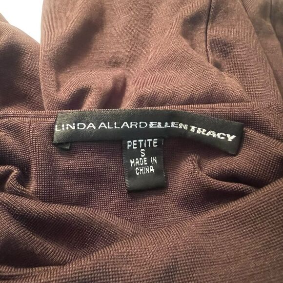 Linda Allard by Ellen Tracy brown silk blend turtle neck top - Picture 3 of 8